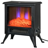 HOMCOM Electric Fireplace Heater w/ LED Flame Fireplace Stove, Black, 17"(m-1)