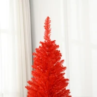 HOMCOM 6FT Decorated Christmas Tree, Pencil Christmas Tree with 390 Realistic Branch Tips and Plastic Stand, Red(m-9)