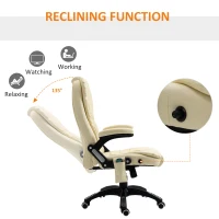 HOMCOM Massage Office Chair, Heated Reclining Computer Chair with 6 Vibration Points, Armrest and Remote, Beige(m-7)
