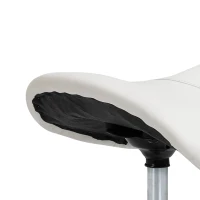HOMCOM Cosmetic Stool 360° Rotate Height Adjustable Salon Massage Spa Chair Hydraulic Rolling Faux Leather Saddle Stool Mobility, Cream White(m-10)