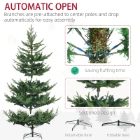 HOMCOM 6 Foot Artificial Christmas Tree, Nordic Pine Hinged Xmas Tree with 795 Realistic Branches, Wide Steel Base, Auto Open, Green(m-6)