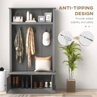 HOMCOM Hall Tree, Entryway Bench with Coat Rack, Gray(m-7)