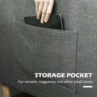 HOMCOM 56" 2 Seat Sofa, Modern Love Seats Furniture, Upholstered 2 Seater Couch with Side Pockets, Solid Steel Frame, Grey(m-7)