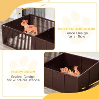 PawHut Whelping Box for Dogs Built for Mother's Comfort, Dog Whelping Pen with Removable Doors, Puppy Playpen for Indoors, Newborn Puppy Supplies & Essentials, 81" x 39" x 20", Coffee(m-6)