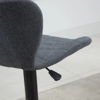HOMCOM Bar Stools Set of 2, Adjustable Height Swivel Bar Chairs, Linen-feel Fabric Upholstered Kitchen Counter Stools with Wide Seat, Back and Footrest, Grey(m-10)
