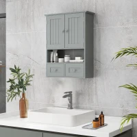 kleankin Bathroom Wall Cabinet, Medicine Cabinet, Over Toilet Storage Cabinet with Shelf and Drawers for Hallway, Living Room, Grey(m-1)
