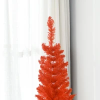HOMCOM 7FT Decorated Christmas Tree, Pencil Christmas Tree with 499 Realistic Branch Tips and Plastic Stand, Red(m-9)