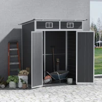 Outsunny 6' x 4' Outdoor PVC Storage Shed, Garden Tool House Weather Resistant with Lock, Foundation and 2 Air Vents for Backyard, Patio, Lawn(m-1)