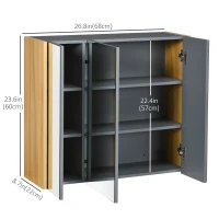 kleankin Wall Mounted Medicine Cabinet with Mirror Wall Mirror Cabinet with 3 Doors and Adjustable Storage Shelves Gray(m-3)