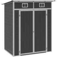 Outsunny 6' x 4' Outdoor PVC Storage Shed, Garden Tool House Weather Resistant with Lock, Foundation and 2 Air Vents for Backyard, Patio, Lawn(m-2)
