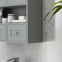 kleankin Bathroom Wall Cabinet, Medicine Cabinet, Over Toilet Storage Cabinet with Shelf and Drawers for Hallway, Living Room, Grey(m-10)