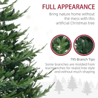 HOMCOM 6 Foot Artificial Christmas Tree, Nordic Pine Hinged Xmas Tree with 795 Realistic Branches, Wide Steel Base, Auto Open, Green(m-5)