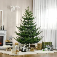 HOMCOM 6 Foot Artificial Christmas Tree, Nordic Pine Hinged Xmas Tree with 795 Realistic Branches, Wide Steel Base, Auto Open, Green(m-2)