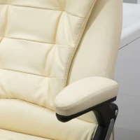 HOMCOM Massage Office Chair, Heated Reclining Computer Chair with 6 Vibration Points, Armrest and Remote, Beige(m-9)