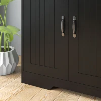 HOMCOM Modern Sideboard Buffet Cabinet with 4 Drawers and 2 Beadboard Doors, Kitchen Storage Cabinet, Black(m-10)