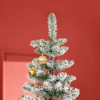 HOMCOM 7.5ft Unlit Snow-Flocked Slim Pine Artificial Christmas Tree with Realistic Branches and 668 Tips(m-8)
