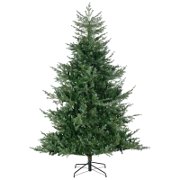 HOMCOM 7.5' Artificial Wide Christmas Tree Holiday Décor, with Easy-to-Shape Branches, Auto Open, Steel Base, Green