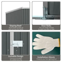 Outsunny 11' x 6' Storage Shed w/ Lockable Door, Galvanized Metal Utility Outdoor Shed for Backyard, Bike, Patio, Dark Gray(m-7)