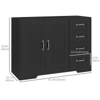 HOMCOM Modern Sideboard Buffet Cabinet with 4 Drawers and 2 Beadboard Doors, Kitchen Storage Cabinet, Black(m-3)