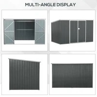 Outsunny 11' x 6' Storage Shed w/ Lockable Door, Galvanized Metal Utility Outdoor Shed for Backyard, Bike, Patio, Dark Gray(m-5)