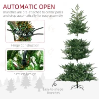 HOMCOM 7.5' Artificial Wide Christmas Tree Holiday Décor, with Easy-to-Shape Branches, Auto Open, Steel Base, Green(m-7)