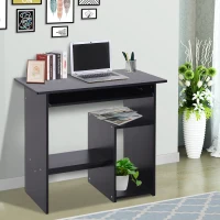 HOMCOM Compact Computer Desk with Keyboard Tray, Storage Shelf & CPU Stand for Home Office Black(m-1)