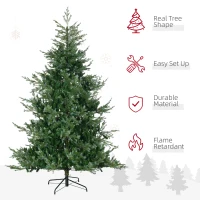 HOMCOM 7.5' Artificial Wide Christmas Tree Holiday Décor, with Easy-to-Shape Branches, Auto Open, Steel Base, Green(m-4)
