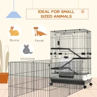 PawHut 45" 4-Level Small Animal Cage with Wheels, Black(m-6)