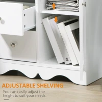 HOMCOM Bathroom Cabinet, Floor Standing Accent Cabinet with Glass Door & Storage Drawers for Living Room, White(m-7)