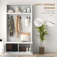 HOMCOM Hall Tree, Entryway Bench with Coat Rack, White(m-7)