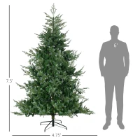 HOMCOM 7.5' Artificial Wide Christmas Tree Holiday Décor, with Easy-to-Shape Branches, Auto Open, Steel Base, Green(m-3)