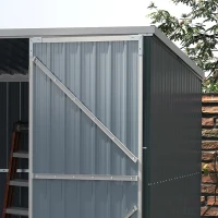 Outsunny 11' x 6' Storage Shed w/ Lockable Door, Galvanized Metal Utility Outdoor Shed for Backyard, Bike, Patio, Dark Gray(m-9)