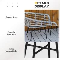 Outsunny 3 Piece Patio Bistro Set, PE Rattan with Cushioned Barrel Chairs & Glass Coffee Table, Conversation Set, Mixed Gray(m-5)