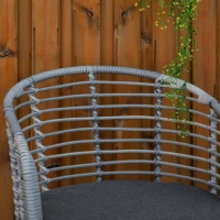 Outsunny 3 Piece Patio Bistro Set, PE Rattan with Cushioned Barrel Chairs & Glass Coffee Table, Conversation Set, Mixed Gray(m-8)