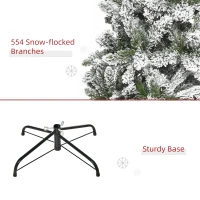 HOMCOM 7.5ft Unlit Snow-Flocked Slim Pine Artificial Christmas Tree with Realistic Branches and 668 Tips(m-7)