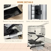 PawHut 45" 4-Level Small Animal Cage with Wheels, Black(m-7)