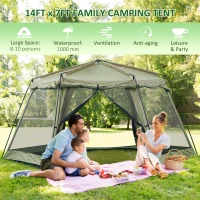 Outsunny 8-10 Person Screen House Room Instant Camping Canopy, Wind Resistant Hexagon Design Screen Shelter Family Tent, and Screened Mesh for Hiking, Hunting, Fishing, Army Green(m-4)