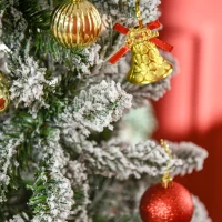 HOMCOM 7.5ft Unlit Snow-Flocked Slim Pine Artificial Christmas Tree with Realistic Branches and 668 Tips(m-9)