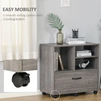 Vinsetto Lateral Filing Cabinet with Open Storage Shelf, Printer Stand, Mobile Office File Cabinet with Wheels for Letter and Legal Sized Files, Grey(m-7)