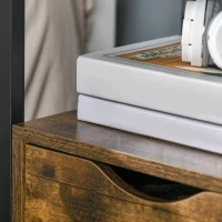 HOMCOM Industrial Side Table with 2 Drawers Accent Table Versatile Night Stand End Desk for Living Room Bedroom Rustic Brown(m-10)