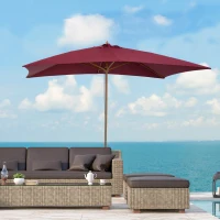 Outsunny Patio Umbrella Market Patio Sun Umbrella Rectangle Wine Red(m-1)