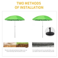 Outsunny Arc. 6.4ft Beach Umbrella with Aluminum Pole Pointed Design Adjustable Tilt Carry Bag for Outdoor Patio Green(m-7)
