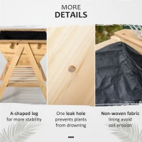 Outsunny Elevated Planter Box Multi Level Planter Wooden Raised Flower Bed with Garden Shelf Plates, 58.5" x 31" x 32.25", Natural(m-6)