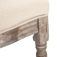 HOMCOM Solid Wood Bar Stools Set of 2, French Country Barstools, Bar Height Chairs with Upholstered Seating and Footrest, 29.5" Seat Height, Beige(m-9)