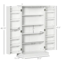 HOMCOM 41" Modern Kitchen Pantry Freestanding Storage Cabinet with Double Doors Adjustable Shelves for Living Room - White(m-3)