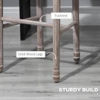 HOMCOM Solid Wood Bar Stools Set of 2, French Country Barstools, Bar Height Chairs with Upholstered Seating and Footrest, 29.5" Seat Height, Beige(m-6)