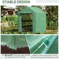 Outsunny 7' x 5' x 6.5' Walk-in Greenhouse, PE Cover, 2-Tier Shelves, Steel Frame Hot house, Roll-Up Zipper Door for Flowers, Vegetables, Saplings, Tropical Plants, Green(m-5)