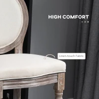 HOMCOM Solid Wood Bar Stools Set of 2, French Country Barstools, Bar Height Chairs with Upholstered Seating and Footrest, 29.5" Seat Height, Beige(m-5)