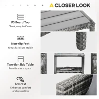 Outsunny 5-Piece Patio Furniture Set Outdoor Rattan Wicker Conversation Set with 2 Cushioned Chairs, 2 Ottomans and Coffee Table, Grey(m-6)