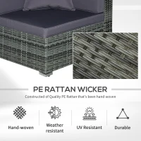 Outsunny 6 Piece Patio Furniture Set, All Weather Outdoor Rattan Sectional Sofa Couch with Chaise Lounge Sides, Coffee Table & Chairs, Conversation Set with Pillows & Cushions, Gray(m-4)